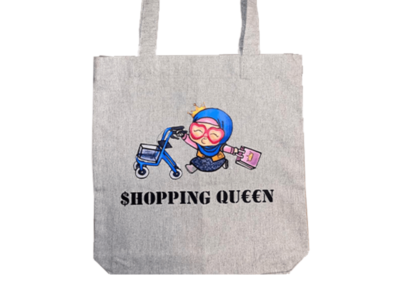 Stofftasche $HOPPING QU€€N - Mmm Lecker Grau